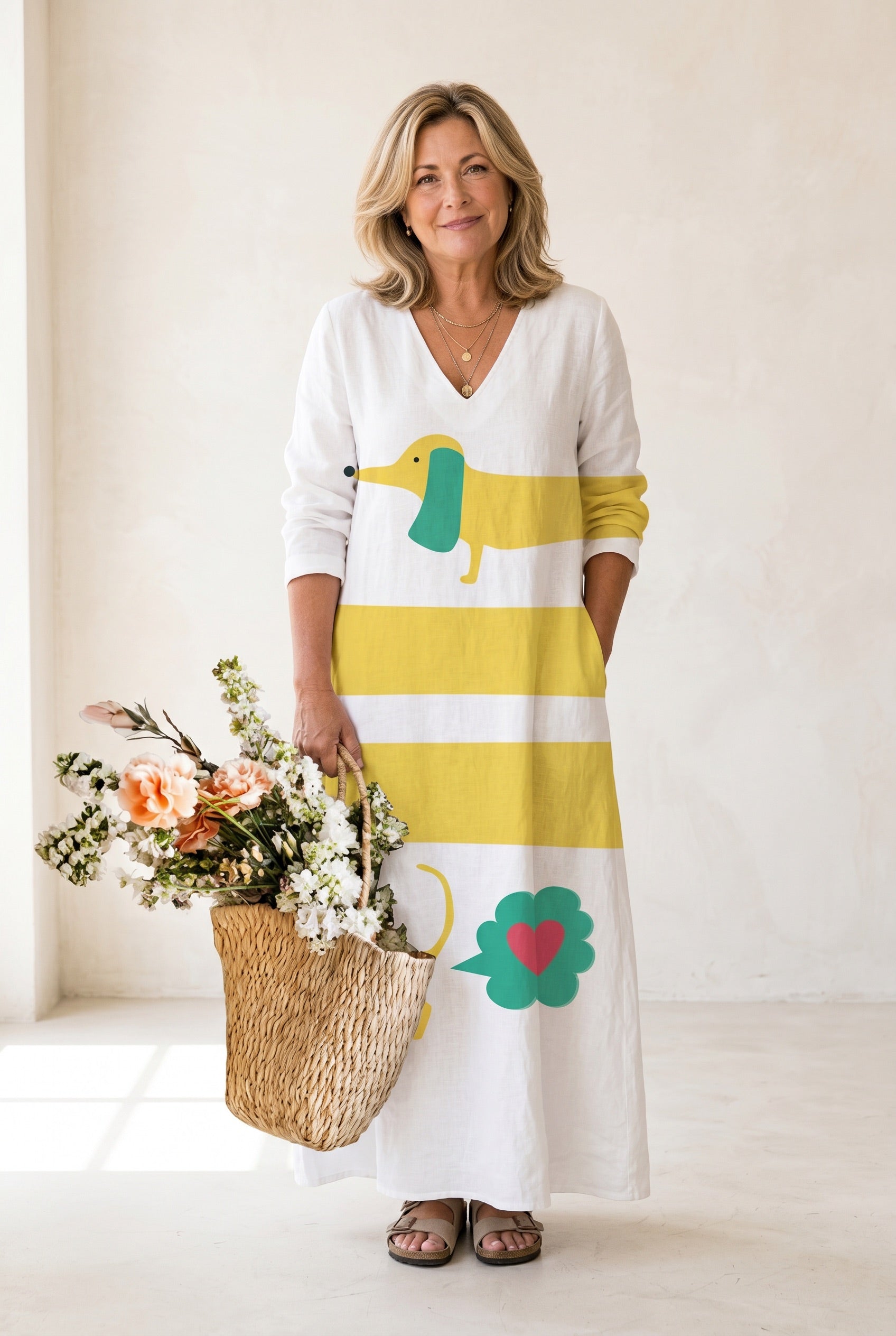 The Jane Garden Party Dress, full-length editorial in a bright studio setting